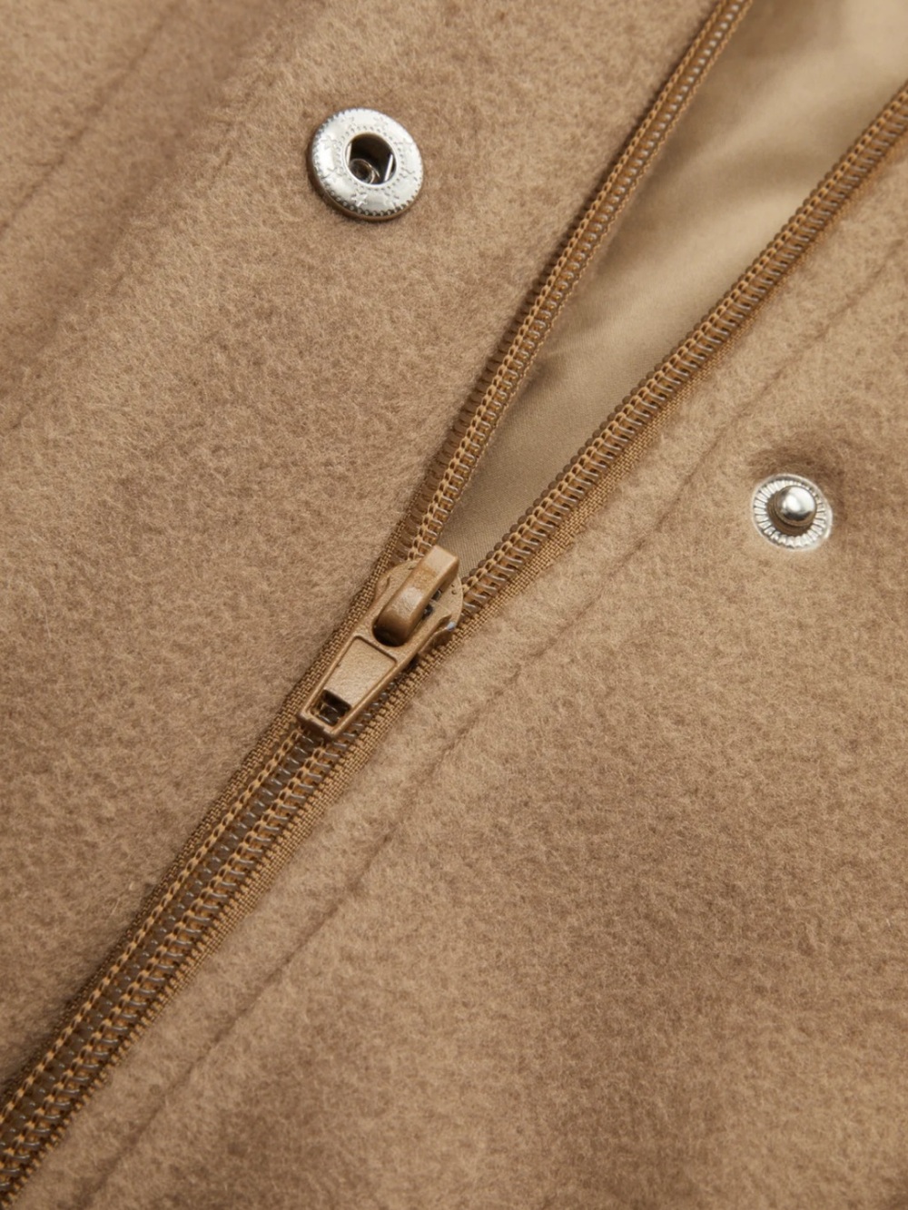 Commense Structured Puff-Sleeve Wool Blend Dress Coat in Camel - Picture 4 of 6